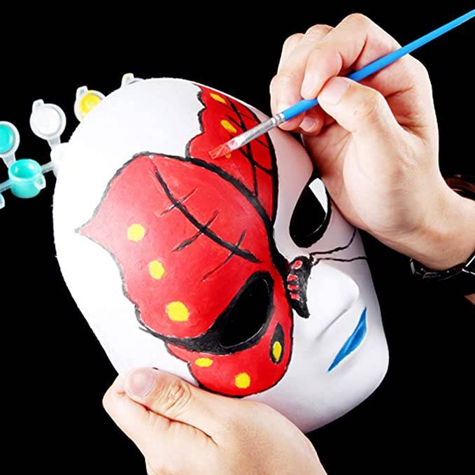 Beyaz Renk Boyanabilir Anonim Tam Yüz Cosplay Maske 24x18 cm - 3