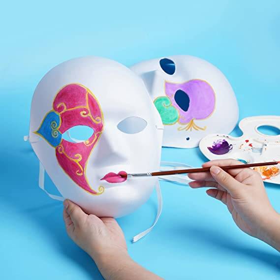 Beyaz Renk Boyanabilir Anonim Tam Yüz Cosplay Maske 24x18 cm - 4