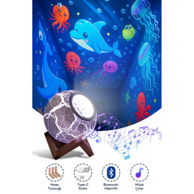 Bluetooth Özellikli Desenli Projektör Gece Lambası - 5