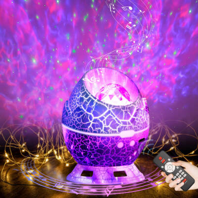 Çatlak Dinozor Yumurtası Tasarımlı Projektörlü Gece Lambası Bluetooth Özellikli - 5