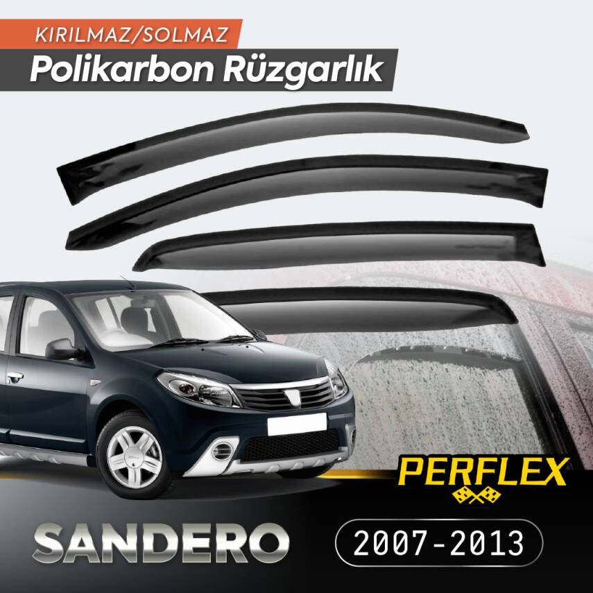 Dacia Sandero 2007-2013 Cam Rüzgarlığı V2 Düz - 1