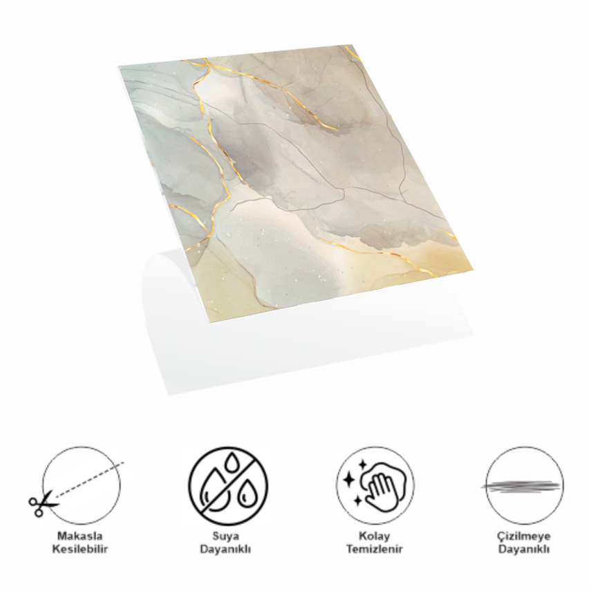 Decohandy 30x30 Cm Pvc Duvar Karosu 4'Lü Paket - Dumanlı Mermer Desen - 2