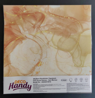 Decohandy 30x30 Cm Pvc Duvar Karosu 4'Lü Paket - Sarı Mermer - 1