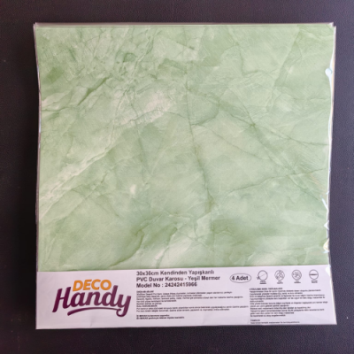 Decohandy 30x30 Cm Pvc Duvar Karosu 4'Lü Paket - Yeşil Mermer - 1