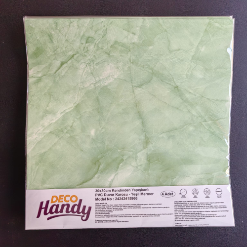 Decohandy 30x30 Cm Pvc Duvar Karosu 4'Lü Paket - Yeşil Mermer - 1