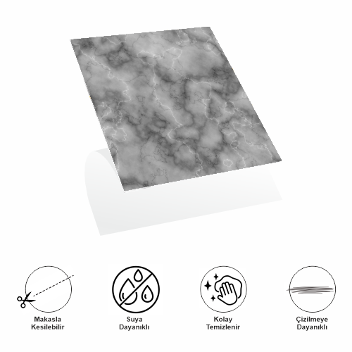 DecoHandy Pvc Duvar Karosu 30x30cm 4'lü Paket - Mermer Desenli Siyah 0,36m2 - 3