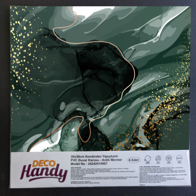 DecoHandy Pvc Duvar Karosu 30x30cm 4'Lü Paket - Zümrüt 0,36m2 - 1