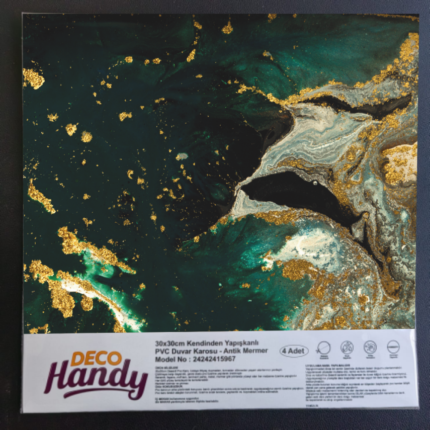 DecoHandy Pvc Yapışkanlı Yer Karosu 30x30cm 4'Lü Paket - Green Edition 0,36m2 - 1