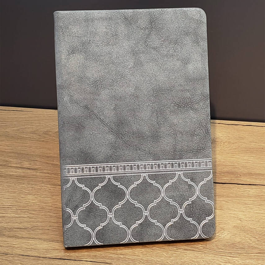 Desenli Gri Renk Deri Defter - 1