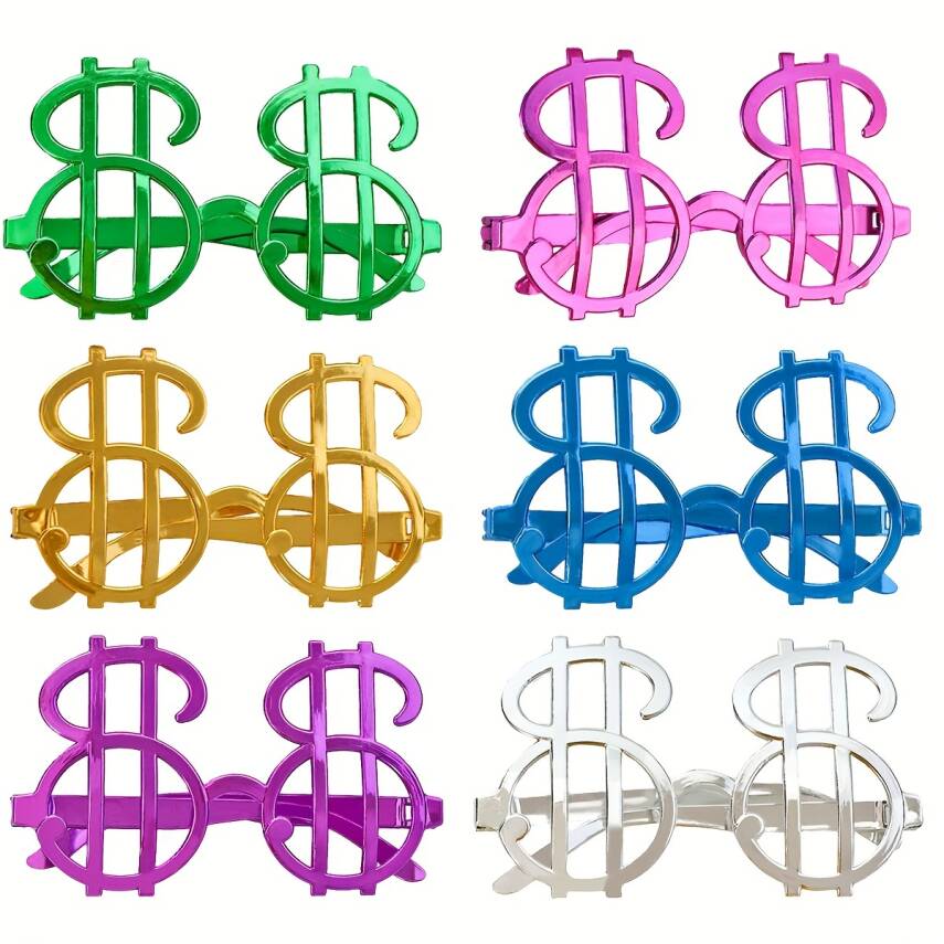 Dolar Şekilli Metalize Parti Gözlüğü 6 Adet - 1