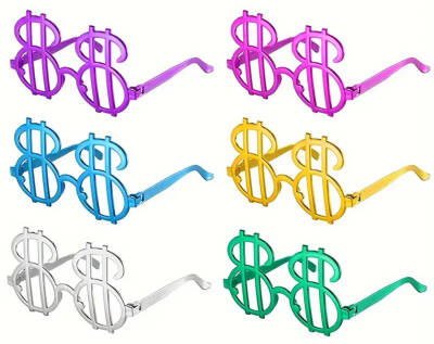 Dolar Şekilli Metalize Parti Gözlüğü 6 Adet - 2