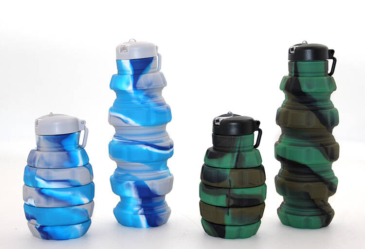 El Bombası Tasarımı Katlanabilir Portatif Silikon Su Şişesi 500 Ml - 1