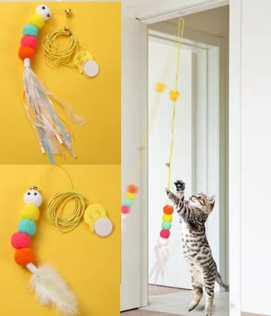 Elastik Yapışkanlı Kedi Oyun Oltası - 1