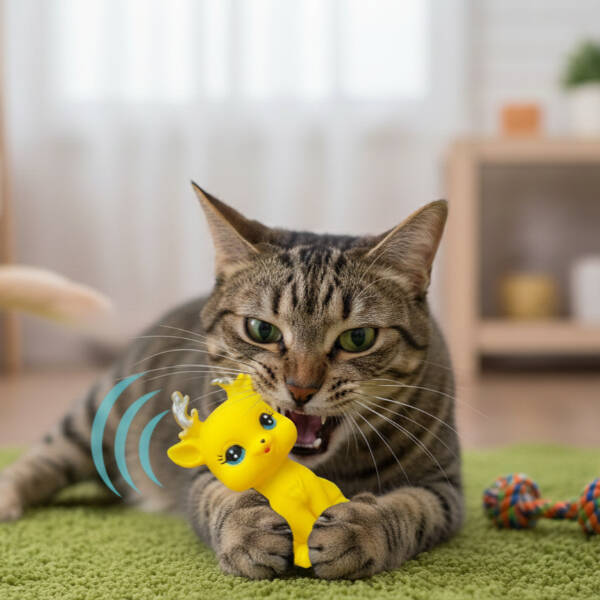 Evcil Hayvan Sesli Geyik Şeklinde Plastik Oyuncak - 1