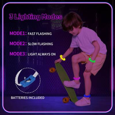 Festival & Parti LED Bileklik 3 Farklı Mod Işıklı 1 Adet - 5