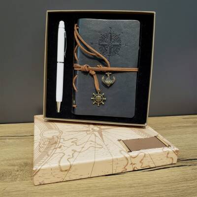 Gri Defter Ve Beyaz Kalem Kutulu Set - 1