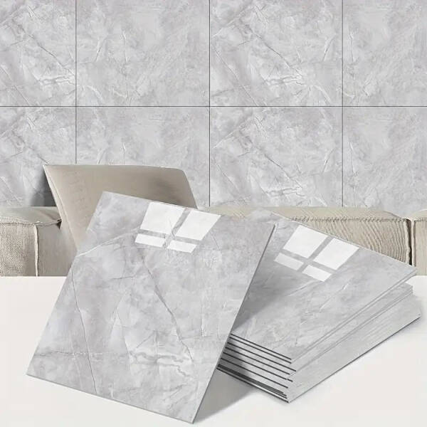 Gri Mermer Desen Duvar Sticker (30x30) - 1