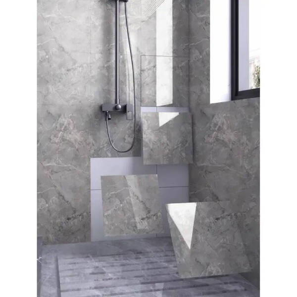 Gri Mermer Desen Duvar Sticker (30x30) - 2