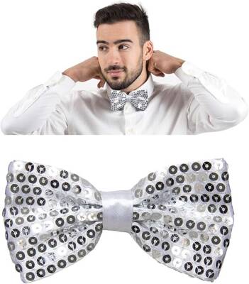Gümüş Payetli Pullu Papyon - 4