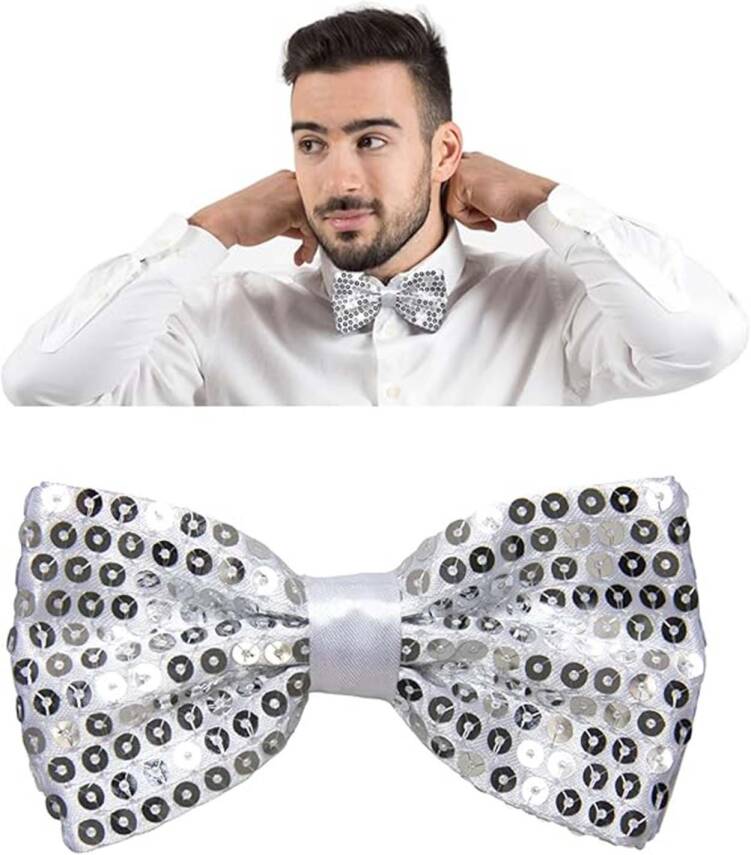 Gümüş Payetli Pullu Papyon - 4
