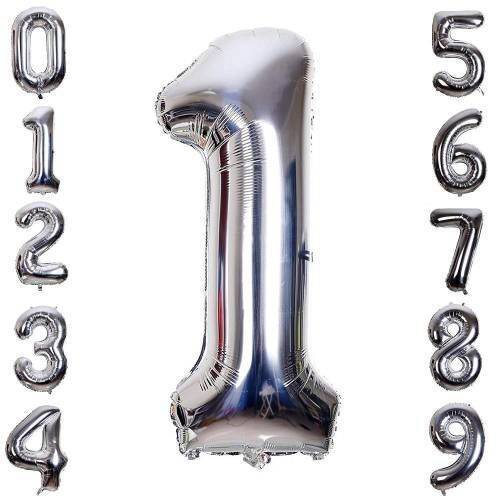 Gümüş Rengi Folyo Rakam Balon 1 Metre - 3