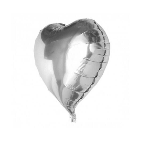 Gümüş Rengi Kalp Folyo Balon 60 Cm. - 1