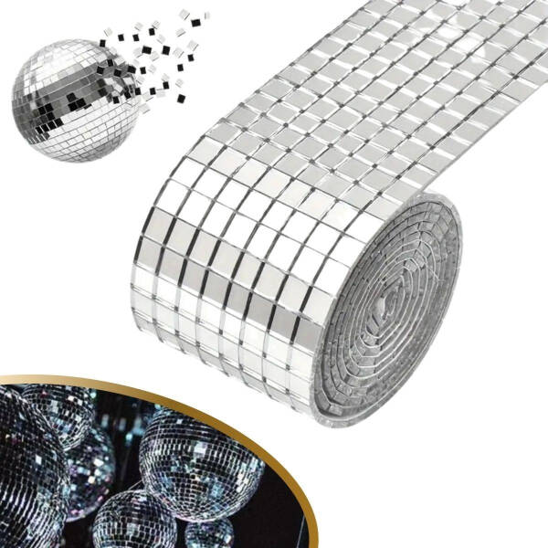 Gümüş Renk Aynalı Dekor Bandı Kendinden Yapışkanlı 1 Metre x 4 cm - 1
