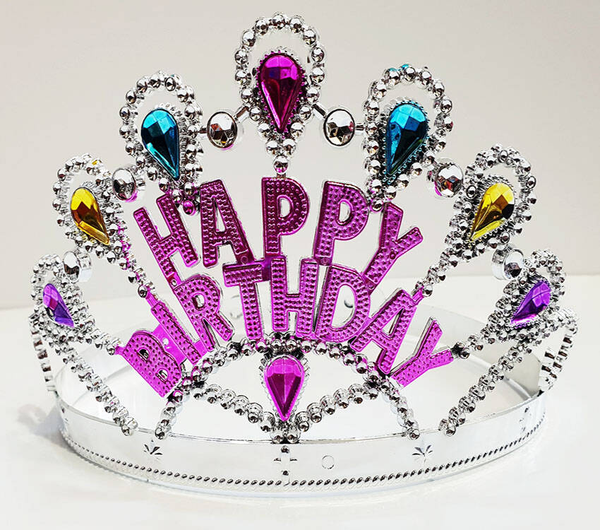Gümüş Renk Happy Birthday Yazılı Doğum Günü Tacı - 1