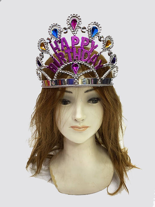 Gümüş Renk Happy Birthday Yazılı Doğum Günü Tacı - 2