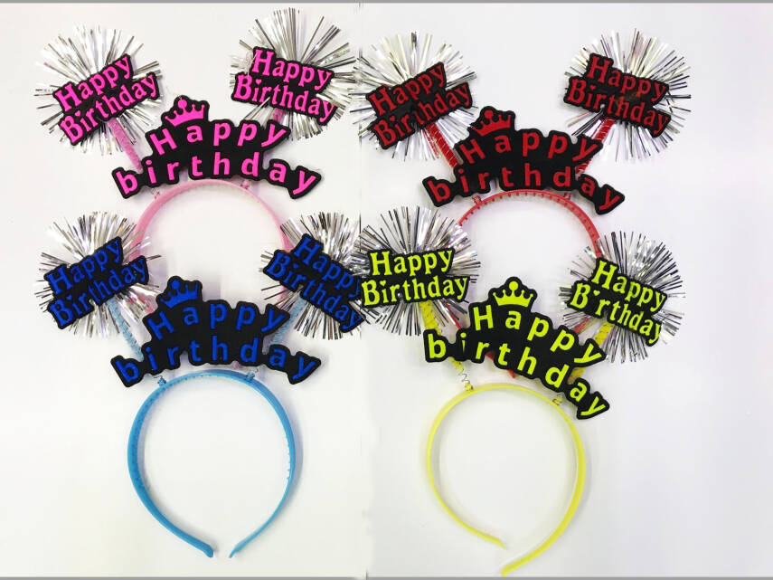 Happy Birthday Neon Renk Doğum Günü Tacı 12 Adet - 1
