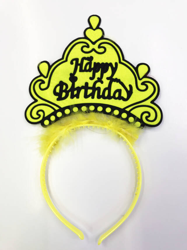 Happy Birthday Yazılı Neon Renk Taç 12 Adet - 3