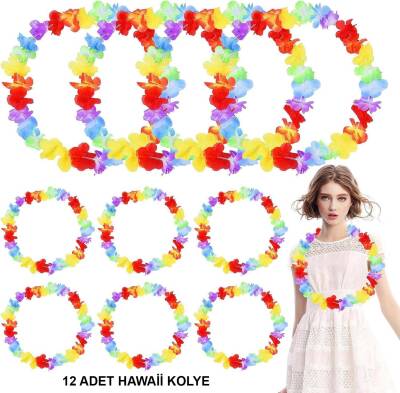 Hawaii Çiçekli Boyun Kolyesi 12 Adet - 1