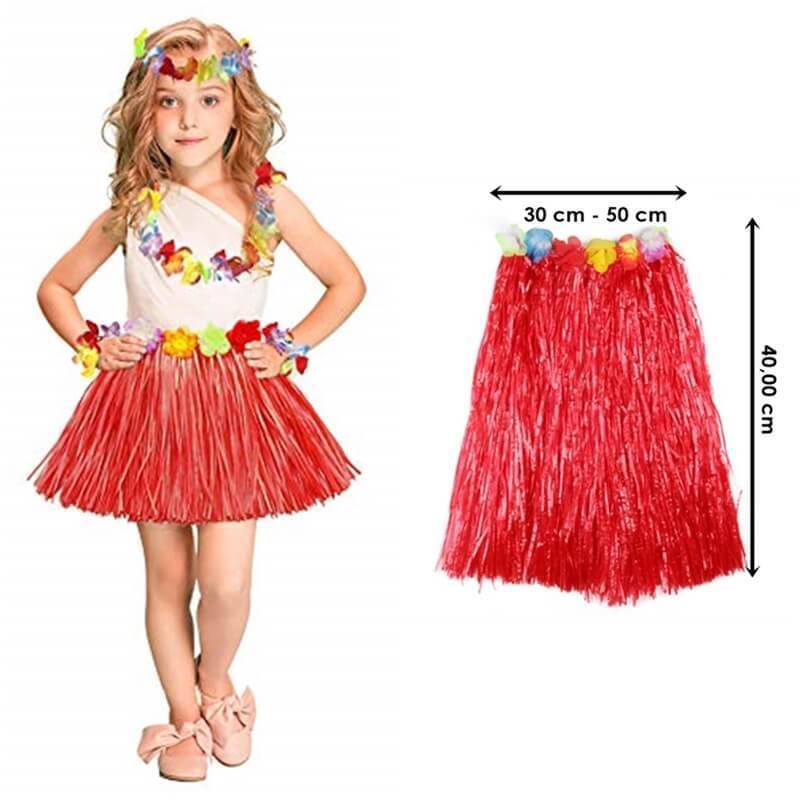Hawaii Hula Eteği Kırmızı Renk 40 cm - 1