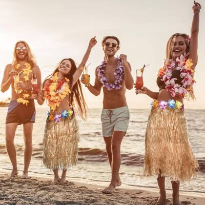 Hawaii Tarzı Hula Eteği – 60 cm Hasır Natural Etek - 4