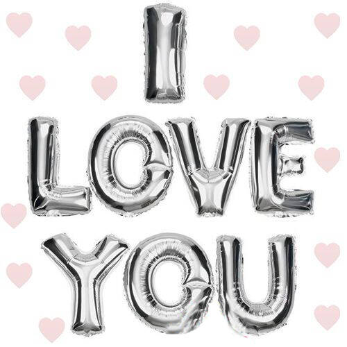 I Love You Folyo Balon Gümüş Renk 35 CM - 1