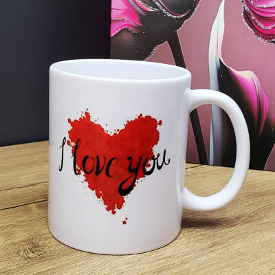 I Love You Tasarımlı Kupa Bardak - 1