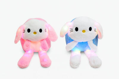Işıklı Peluş Oynar Kulaklı My Melody ve Cinnamoroll Sırt Çantası (1)