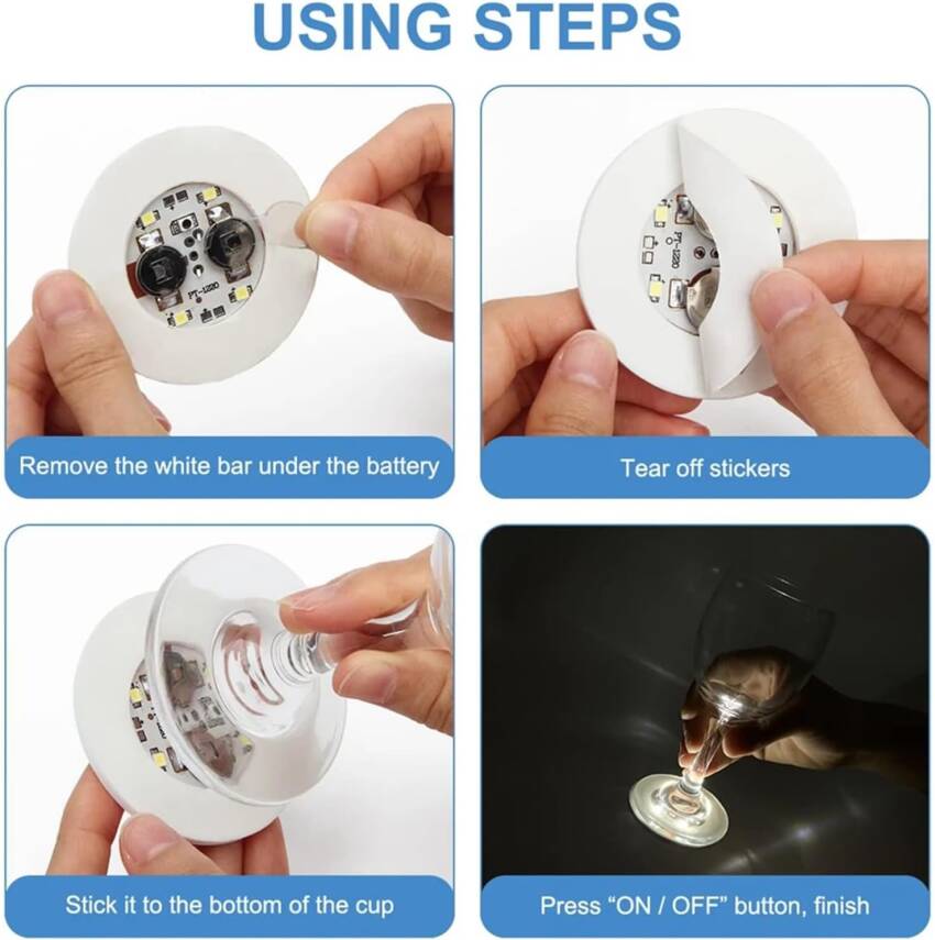 Işıklı Yapışkanlı Bardak Altı Aparatı Ledli 3 Modlu - 5