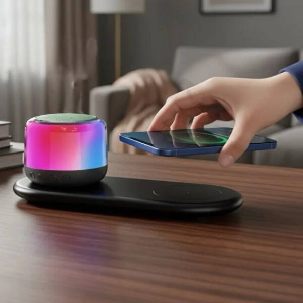 Kablosuz Şarj Standlı Bluetooth Hoparlör - 4