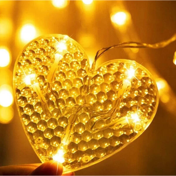 Kalp Perde Led Işık 3m 6 Sıra 12 Adet Gün Işığı - 1