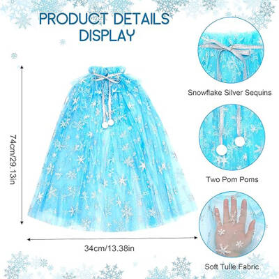 Karlar Ülkesi Elsa Frozen Mavi Pelerin – 80 cm Çocuk Pelerini - 3