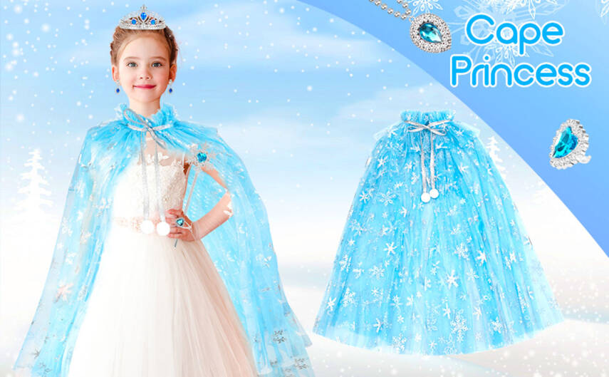 Karlar Ülkesi Elsa Frozen Mavi Pelerin – 80 cm Çocuk Pelerini - 4