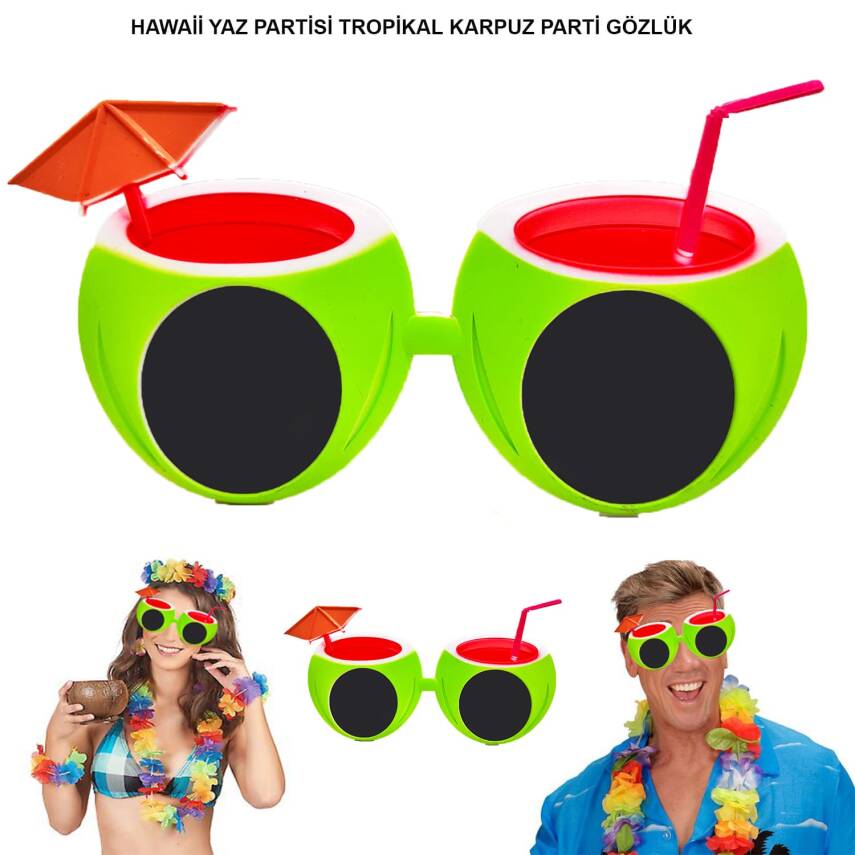 Karpuz Şekilli Tropikal Hawaii Gözlüğü - 1
