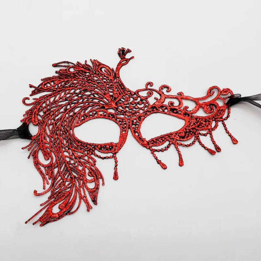 Kırmızı Dantel Masquerade Maskesi 4 No - 1