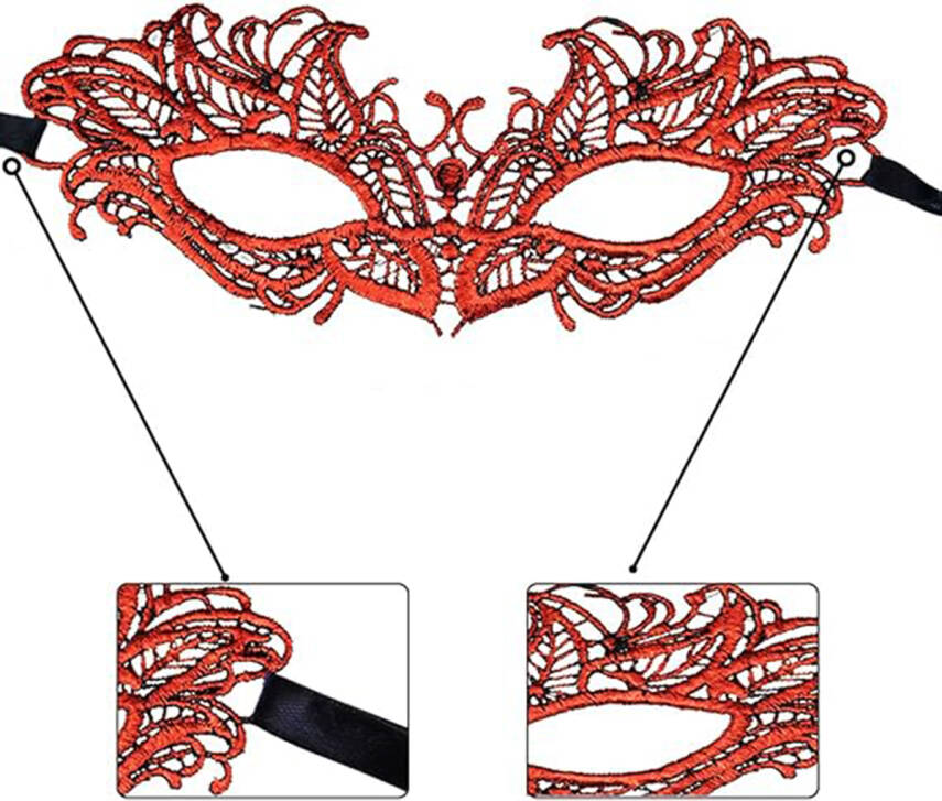 Kırmızı Dantel Masquerade Maskesi 5 No - 1