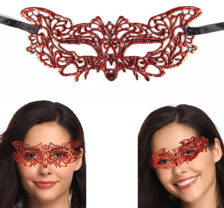 Kırmızı Dantel Masquerade Maskesi 9 No - 1