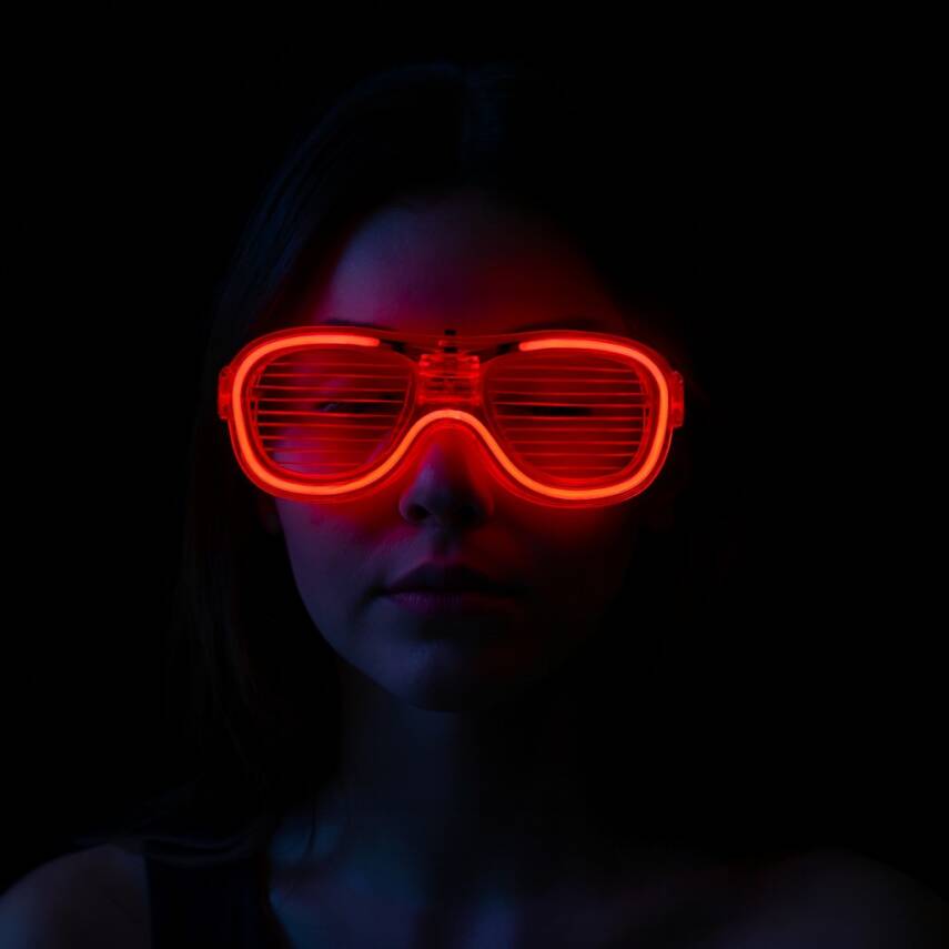 Kırmızı Led Işıklı Parti Gözlüğü - Neon 3 Modlu - 2