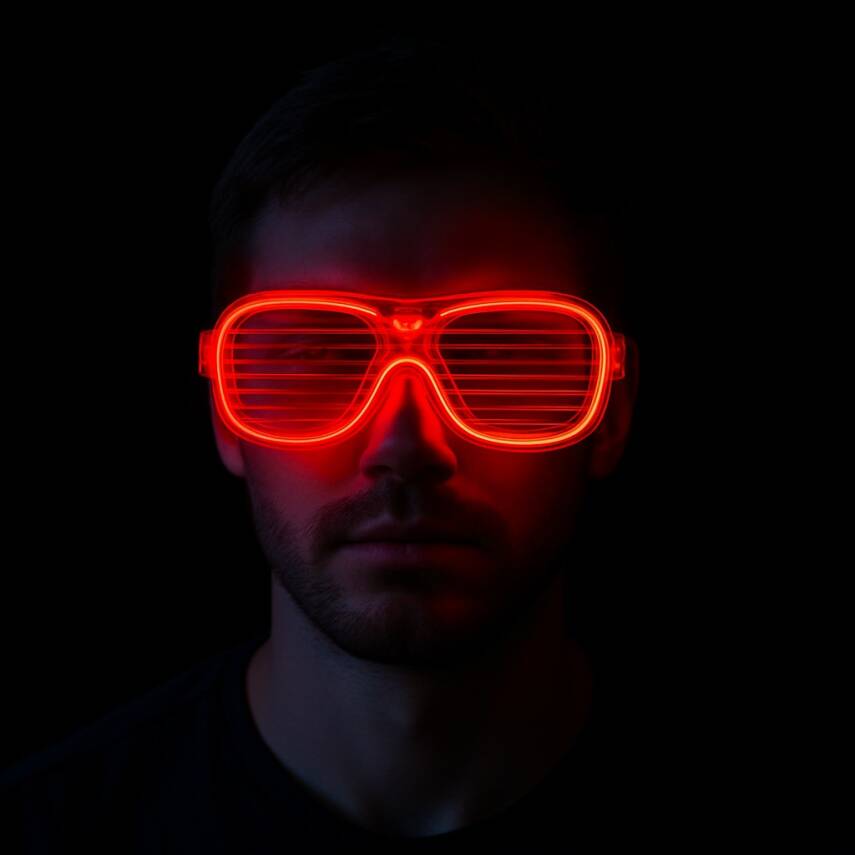 Kırmızı Led Işıklı Parti Gözlüğü - Neon 3 Modlu - 3
