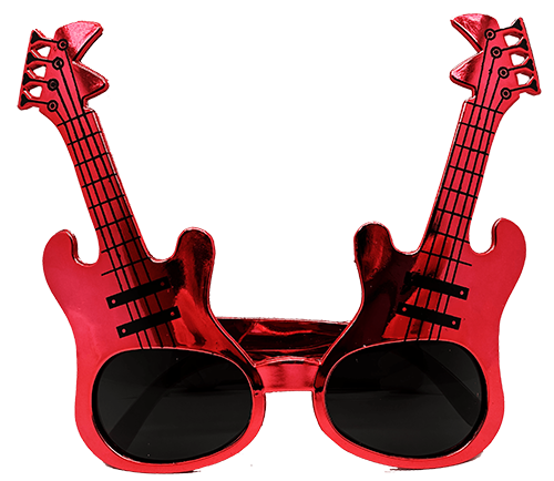 Kırmızı Renk Gitar Şekilli Parti Gözlüğü - 1