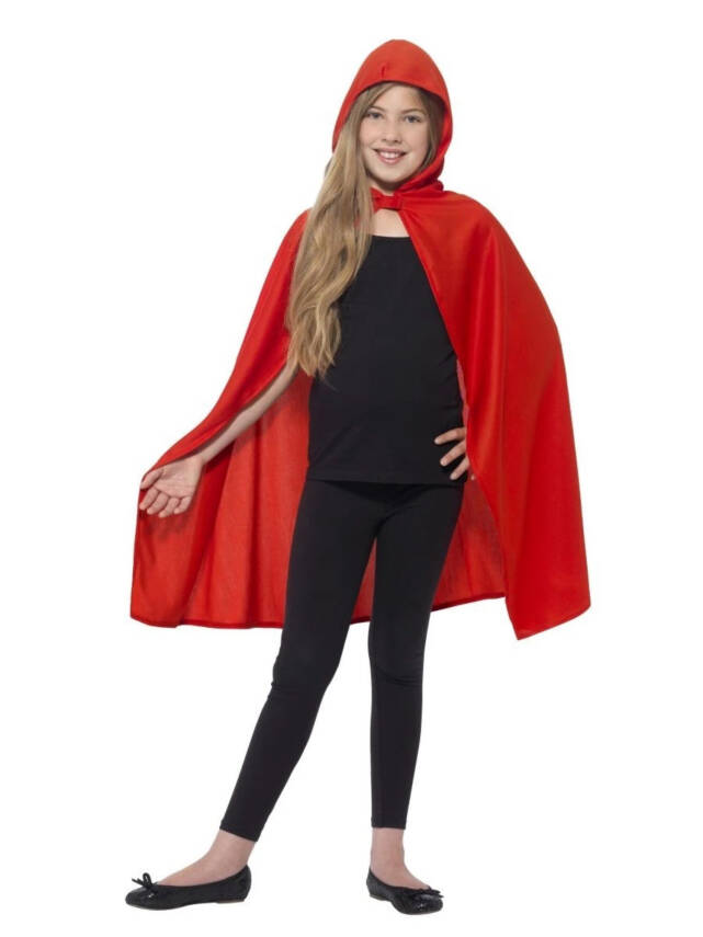 Kırmızı Renk Kapşonlu Kumaş Pelerin 90 cm - 1